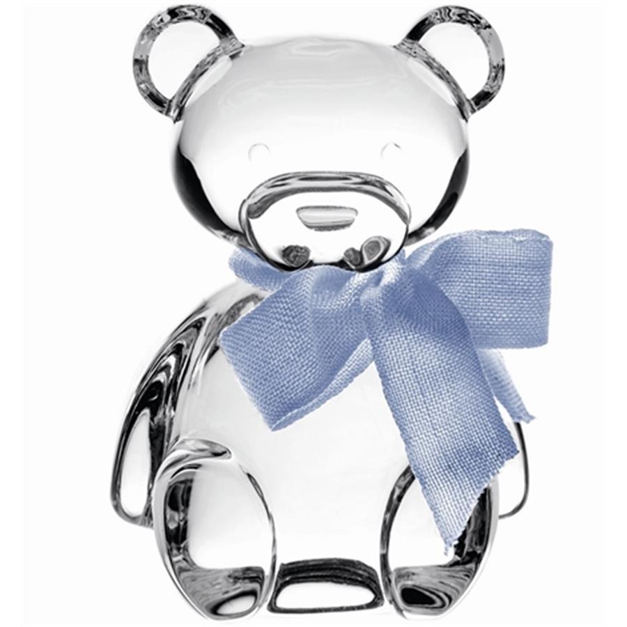 ESCULTURA DE URSO COM LAÇO AZUL